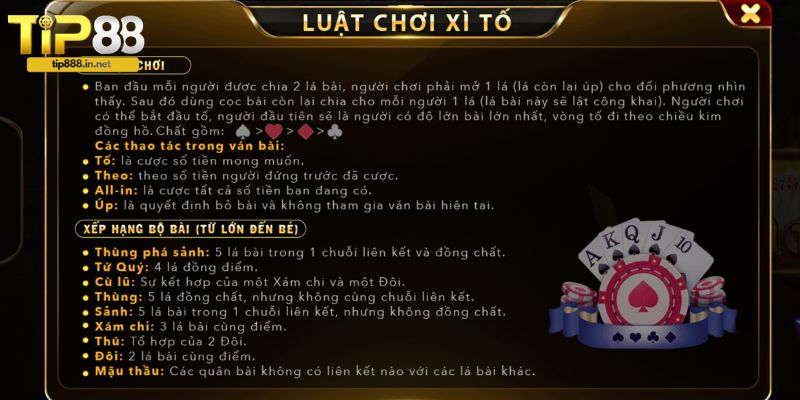 Xì Tố TIP88 - Hướng Dẫn Chơi & Mẹo Thắng Lớn Hot 2026 Hướng dẫn quy tắc chơi Xì tố TIP88