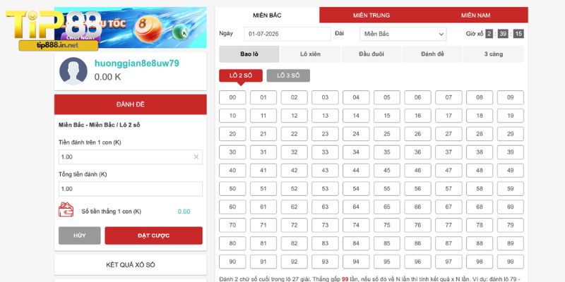 Những hình thức cược lô đề tại nhà cái Tip88